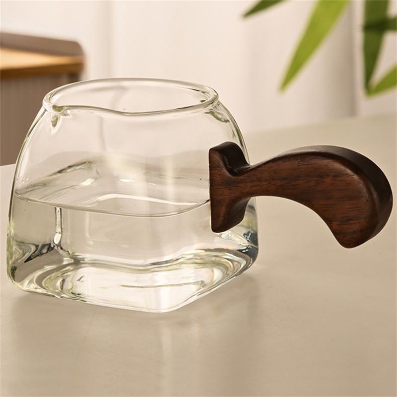 

440ML Side Wooden Heat-resistant High Borosilicate Glass Fair Cup Kung Fu Tea Set Tea Dispenser Chahai Tea Ceremony Accessories чистый