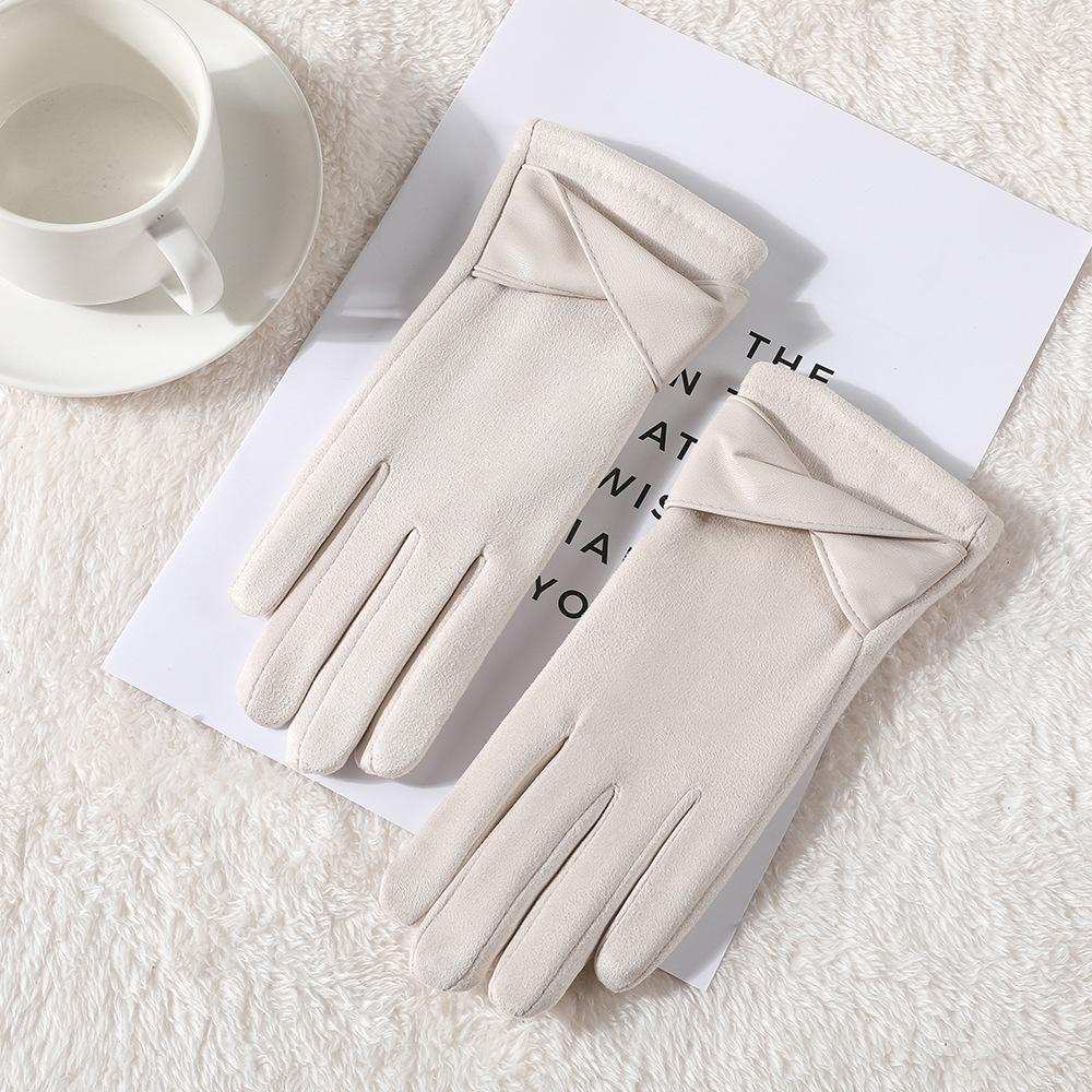 Women's Winter Touchscreen Gloves: Warm, Velvet-Lined, PU Leather, Windproof and Cute for Outdoor Driving & Cycling