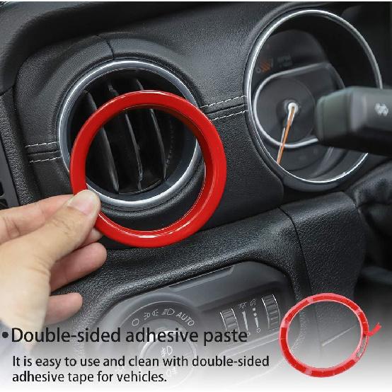 JeCar Kırmızı İç Gösterge Paneli Klima Havalandırma Izgarası Kaplama Kapağı 2018-2023 Jeep Wrangler JL JLU Gladiator JT İç Aksesuarları İçin (4 adet)