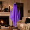 Halloween Ghost Decoration, Large Hanging Swing Ghost with LED String Lights, Battery Powered Ghost Figure for Outdoor Indoor Halloween Party Yard