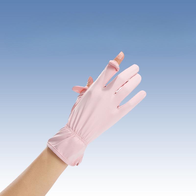 Breathable Ice Silk Sunscreen Gloves for Women with Thin High Elastic Driving Anti Slip  Anti UV Rays  Summer Cycling  Finger Touch Screen