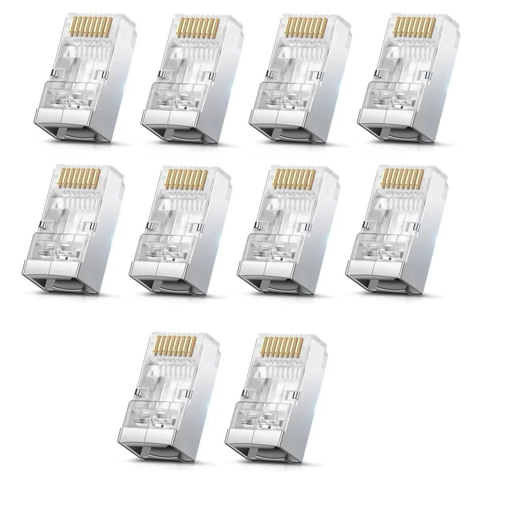 50/100 Stück Cat6 Cat5e RJ45 Geschirmter Stecker Modulare Stecker Kabel Netzwerkstecker Vergoldete Ethernet PC Hardware Kabeladapter