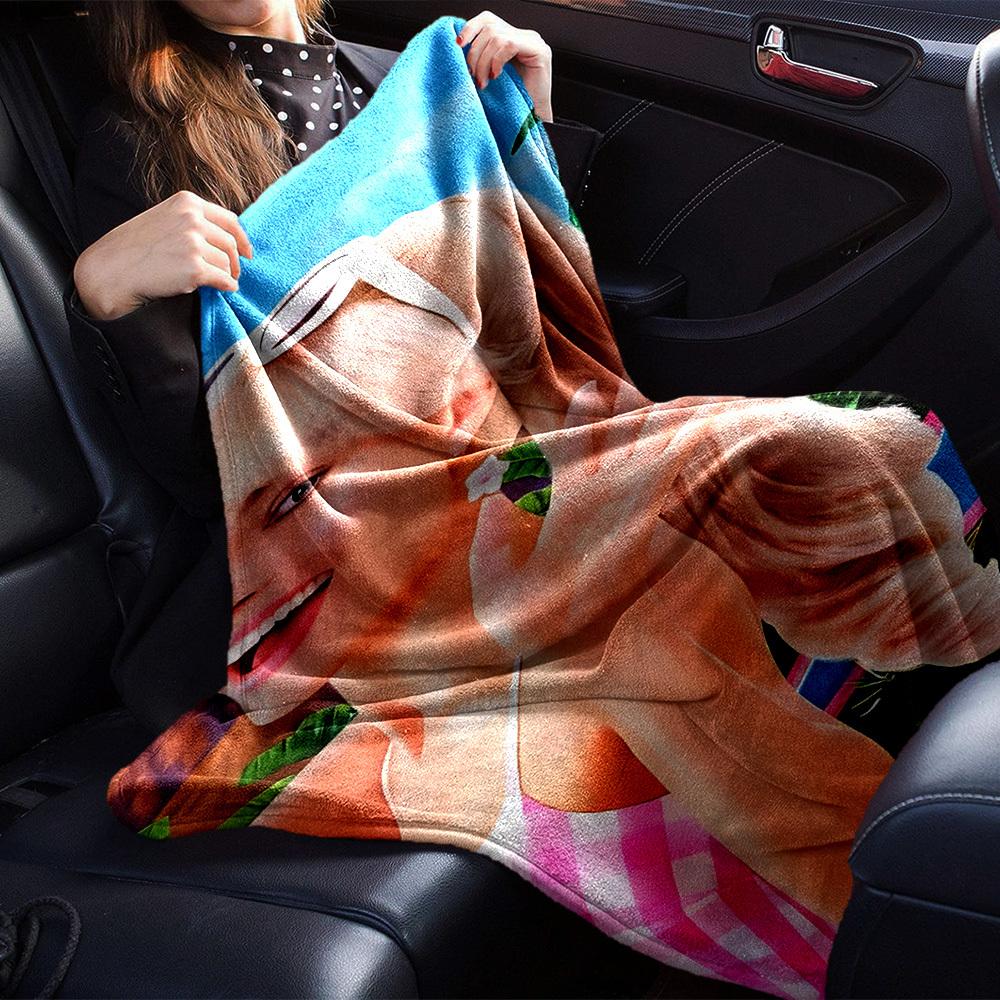 1pc pink checkered swimsuit Flannel Blanket Soft Warm Throw for Home, Office, Travel, All Season Cozy Bedding Gift, Office