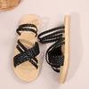 Fashion Women's Shoes Retro Cross Strap Woven Slippers Casual Back-Strap Flats Bottom Ladies Sandals Summer Soft Sole Anti-Slip Slides