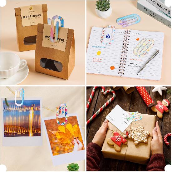 12 Pcs Sublimation Paper Clips Blanks Jumbo, 4x2 Inch Jumbo Paper Clips Clear for Heat Transfer DIY Design, Acrylic Sublimation Blanks for Crafts,