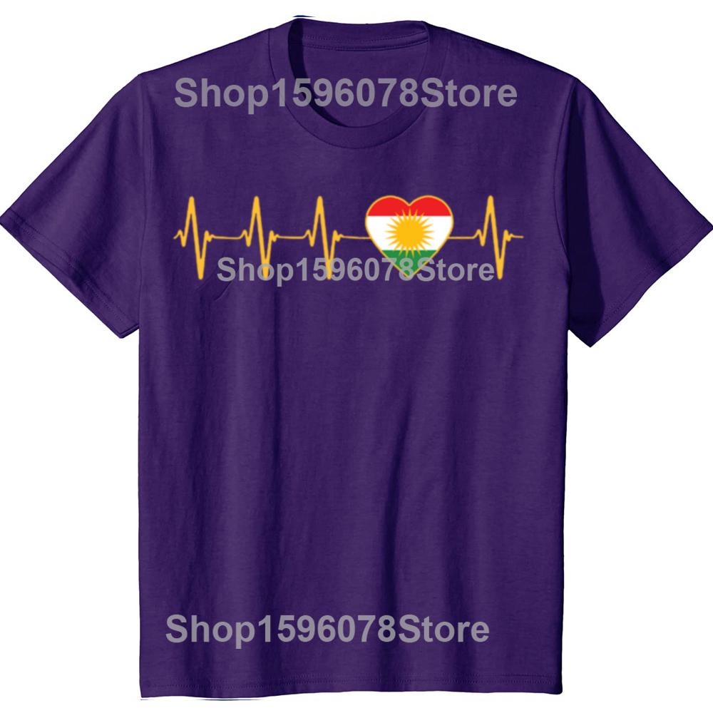 Funny Kurdistan Kurdish Heartbeat T Shirts Men Women Pure Cotton Funny Humor Streetwear Tee Shirt Short Sleeve Unisex Clothing