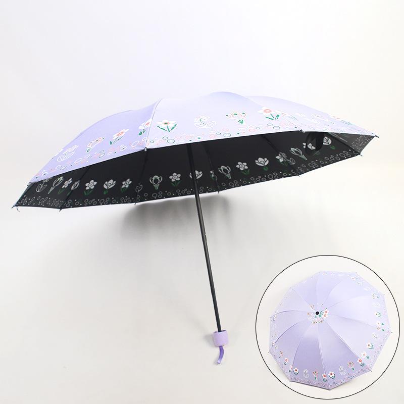 Ten-bone sunshade flower double-sided printed flower umbrella large folding umbrella outdoor small fresh weather and rain sun umbrella sun umbrella
