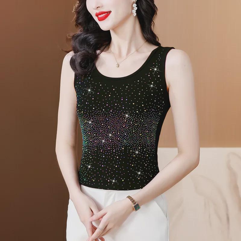 

2024 Модный прочный жилет без рукавов с ромбовидным узором и внутренним узким ремешком XL чёрный