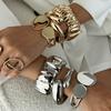 Fashion Heavy Industry Scenic Surface Bracelet Female, Personalized Folds Retro Metal Water Drop Hug Bracelet