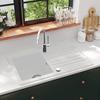 VidaXL Reversible 1-Bowl Kitchen Sink In Cream White Granite with Drainer 141671