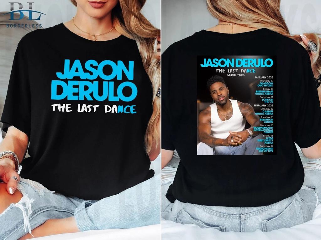 T-shirt Jason Derulo Tournée Mondiale 2026 - The Last Dance Top pour Amoureux de Musique Cadeau