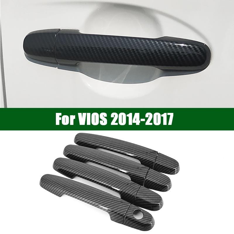

ДЛЯ TOYOTA VIOS 2014-2017, черная накладка на ручку двери автомобиля с узором из углеродного волокна 2015
