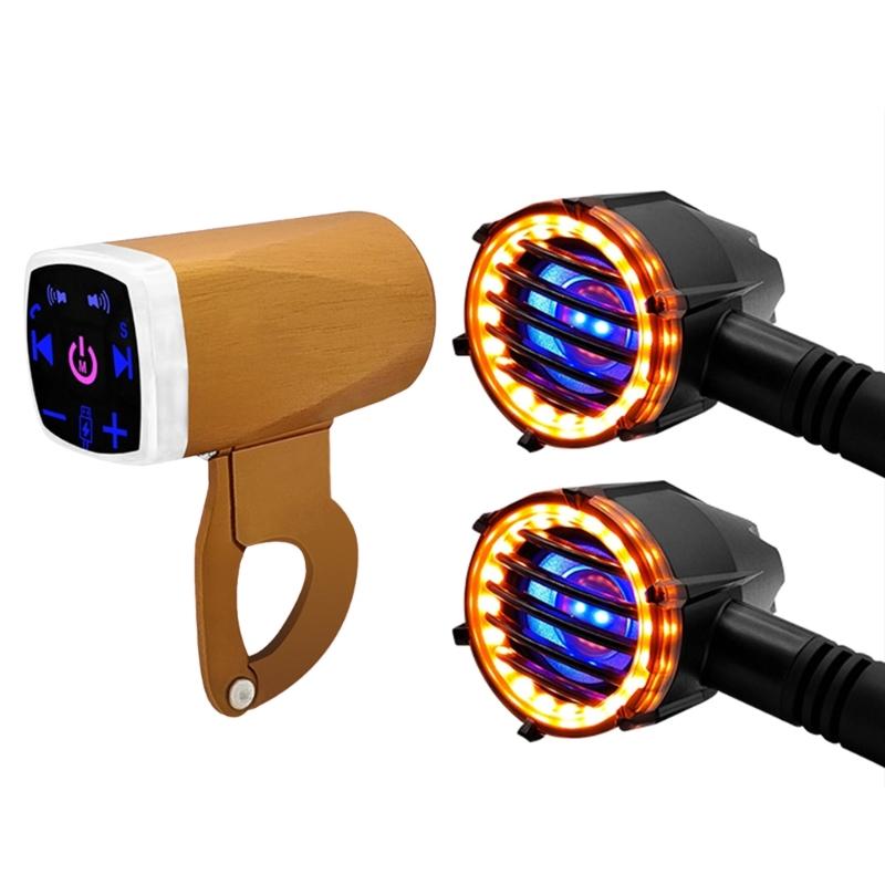 Waterproof Wireless Motorcycles Stereo Speakers 2 Inch Handlebar Mount MP3 Music Player AudioAmplifier System