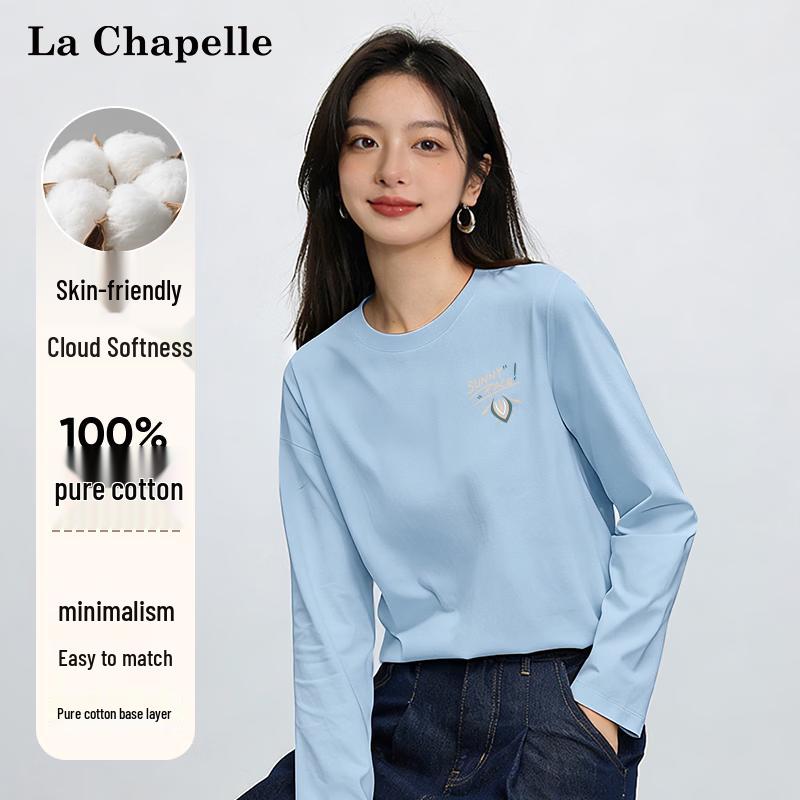 La Chapelle Women s Cotton Loose Long-Sleeve T-shirt M
