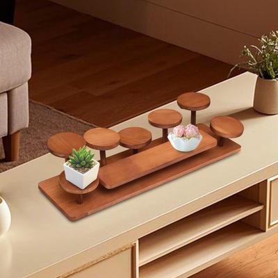 Wooden Tiered Riser Display Stand Wood Shelf Plant Dessert Perfume Rack Organizer for