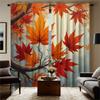 2pc Autumn maple leaves with orange and red autumn leaves pattern curtains   polyester fabric   suitable for bedroom living room