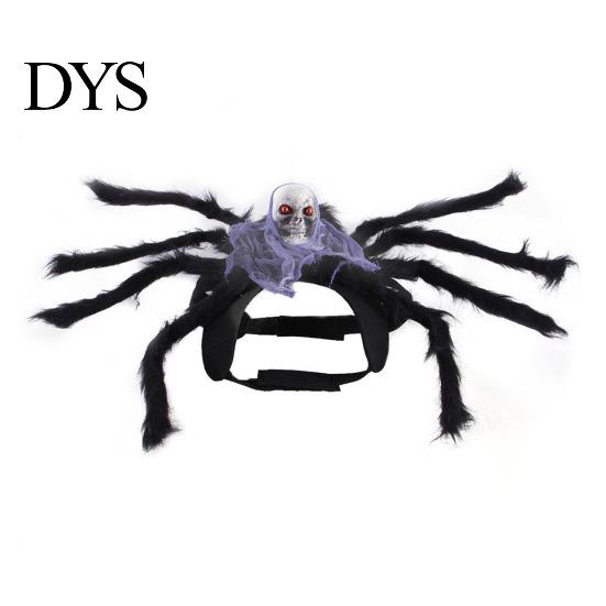 Funny Cat Spider Apparel for Party Pet Costume, Halloween Outfit with Skull Face, Black Animal Costumes Holiday Cats Dogs Cosplay Photo Props
