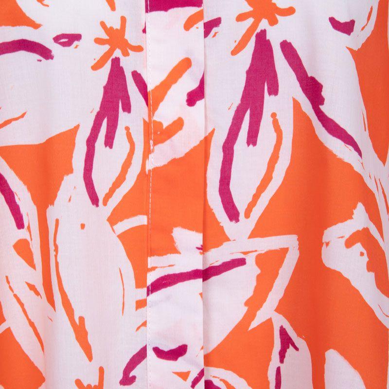 Oversized Orange Shirt with Large Flowers Woman IMPERIAL