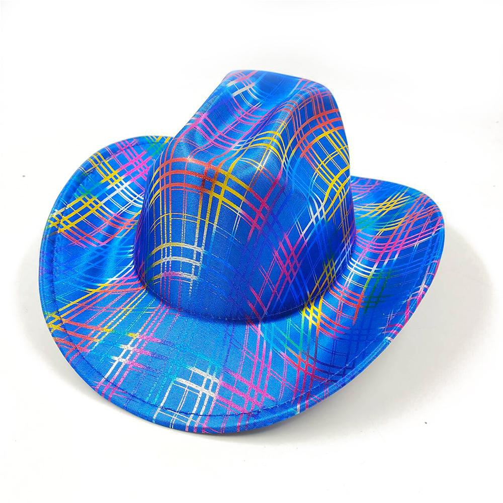 Color Blocks Laser Cowboy hat Western cowboy men and women retro party stage party Cowboy hat outdoor knight hat Wholesale