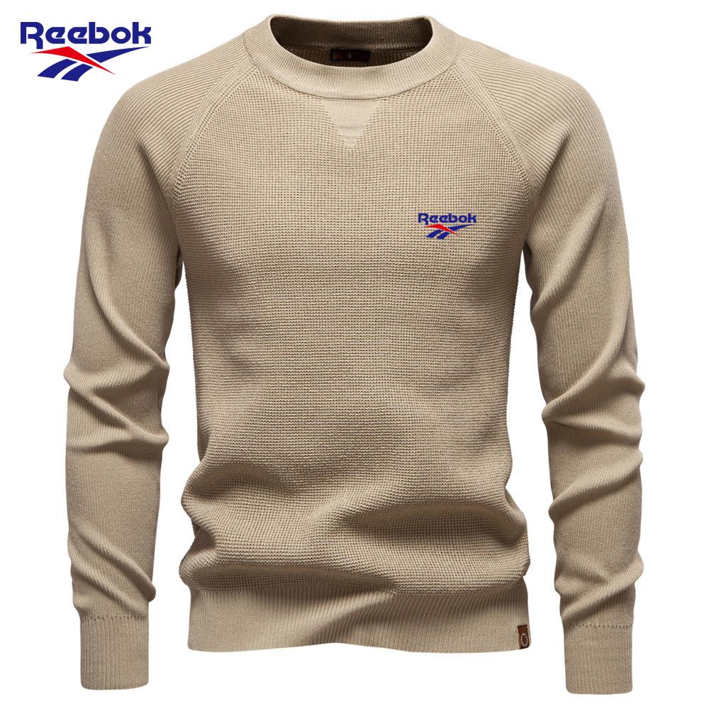 Reebok 2026 Autumn and Winter Embroidery New Round Neck Fashionable Solid Color Sweater Men s High-quality Business Casual Knitted Men s Sweater S