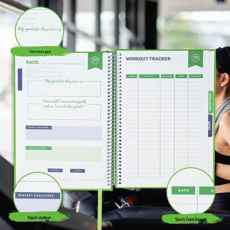 Coil-bound Fitness Planner: Daily Training & Self-discipline Notebook
