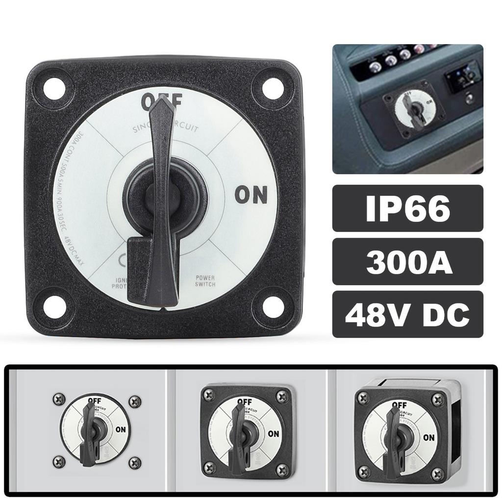 300A DC 48W Single Battery 2 Position Mass Switch With Locking Key Marine Isolator Disconnect Rotary For Camping RV Truck Boat