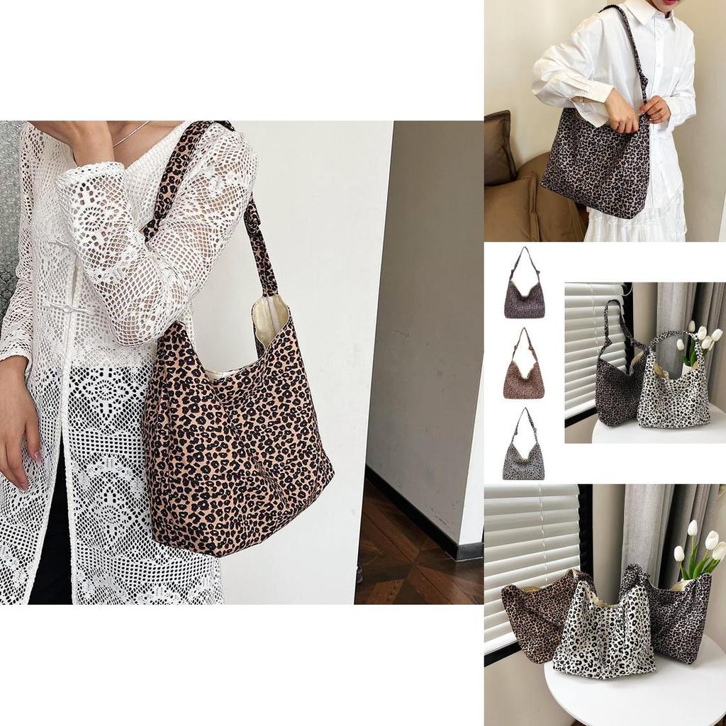 2024 Stylish Lazy Leopard Print Large Capacity Shoulder Bag For Women Chic Casual Use