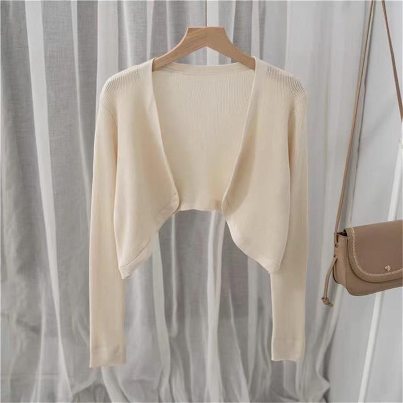 

2026 New Summer Shawl: Ice Silk Knit Cardigan & Slip Dress Combo, Sun Protection Outerwear for Women. One Size абрикосовый