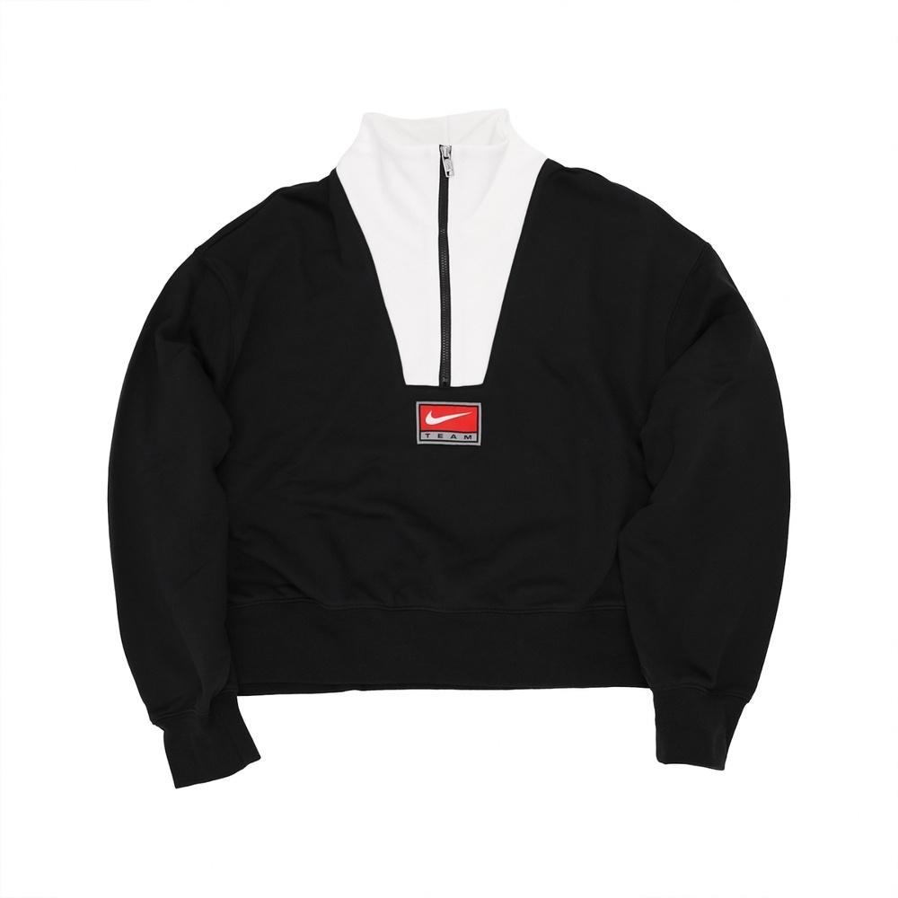 (WMNS) Nike NSW Team Fleece Top  Black White Red  Women s DQ6944-010 M