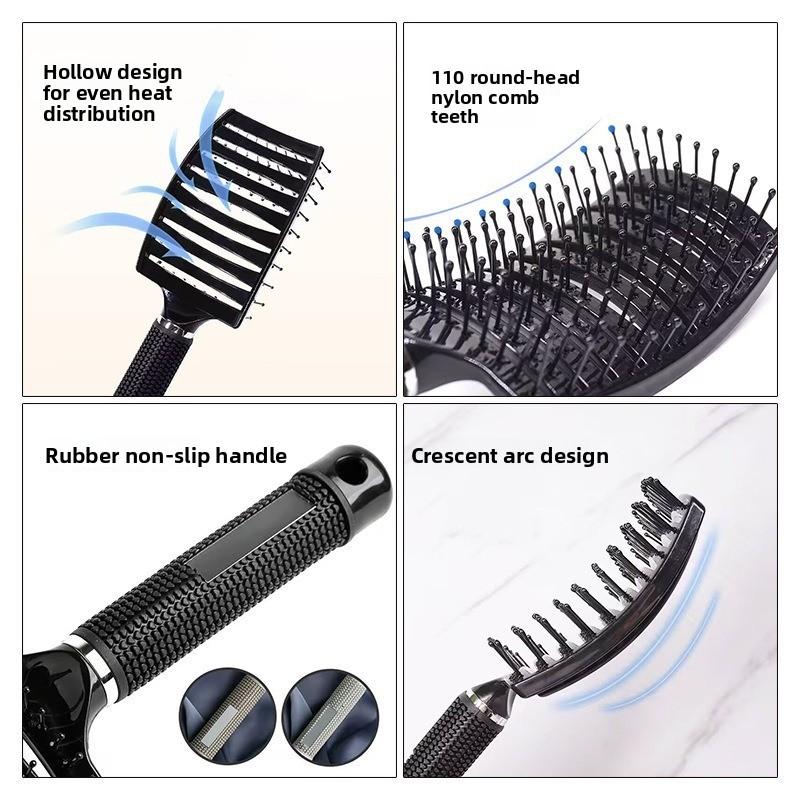 Curved Boar Bristle Hair Brush Professional Detangling Hairbrush Head Massage Comb Hairdressing Styling Comb for Women Men