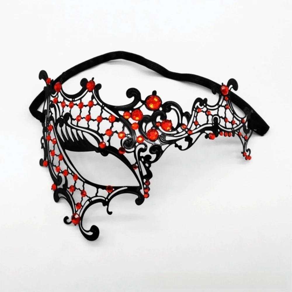 Black Gold Skull Metal Mask Halloween Rhinestone Half Face Venetian Masquerade Men White Women Skull Party Mask