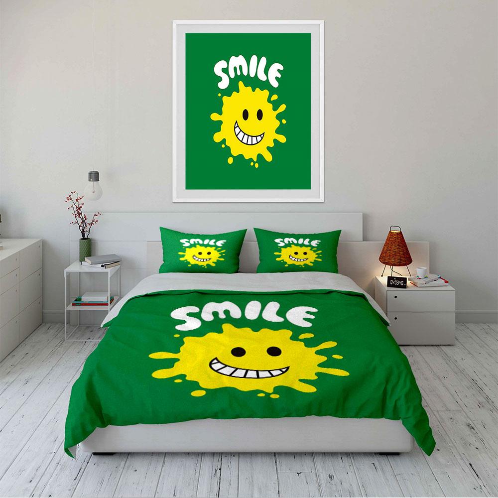 Set Copripiumino con Design a Schizzi Faccina Sorridente Copripiumino Federe (1*Copripiumino 2*Federe, senza piumino)