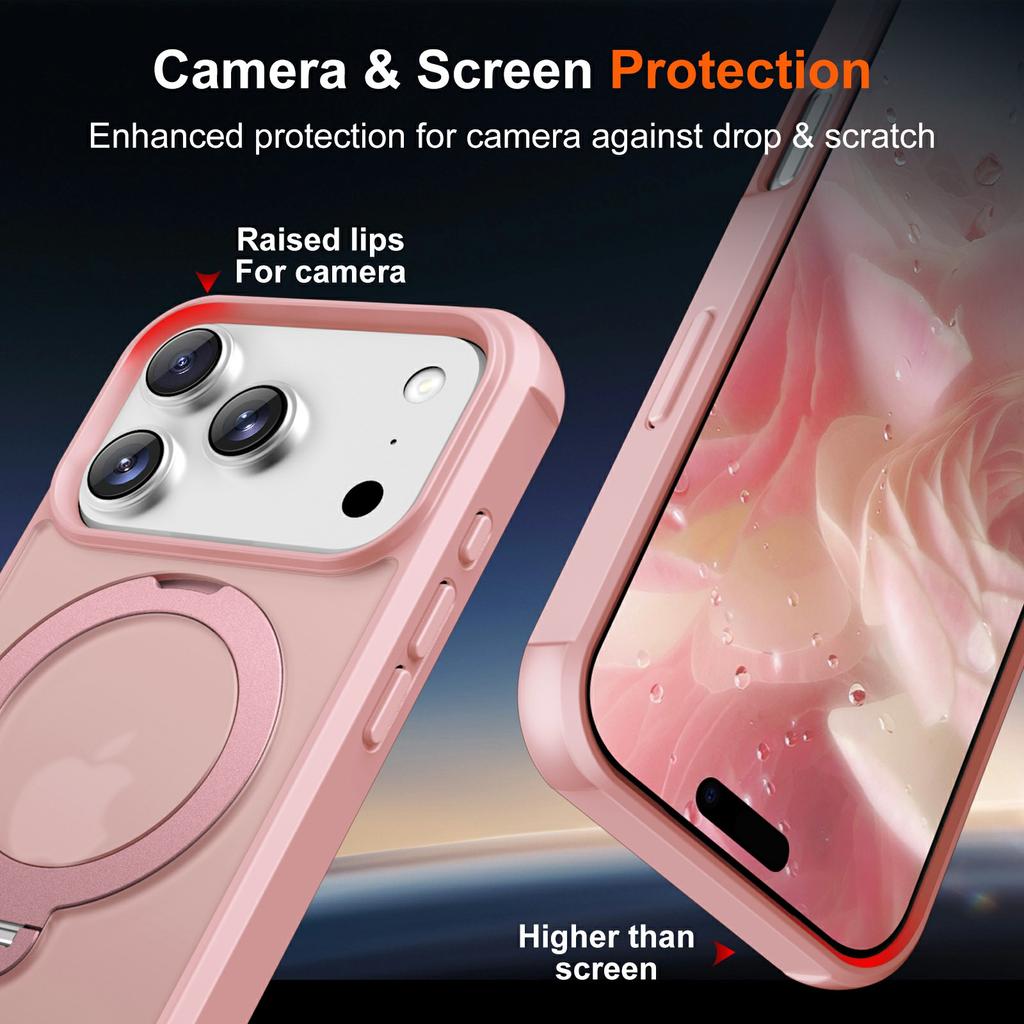 For iPhone 17 Pro Max Case Compatible with MagSafe Kickstand TPU PC Shockproof Phone Back Cover