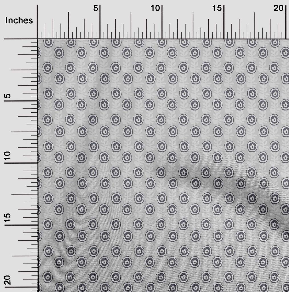 oneOone Cotton Flex Fabric Leaves & Floral Block Printed Craft Fabric BTY 40 Inch
