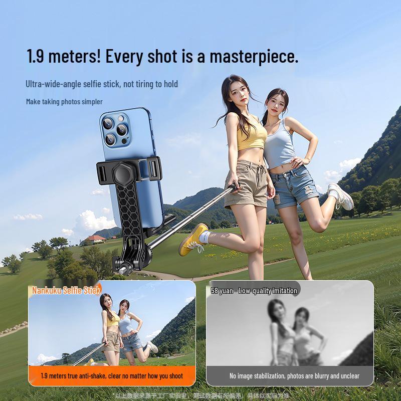 360° Rotating Aluminum Selfie Stick Tripod with Anti-Shake and Universal Live Streaming Holder