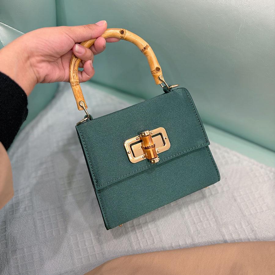 Lock high-end sense small square bag retro simple bamboo chain cross-body bag