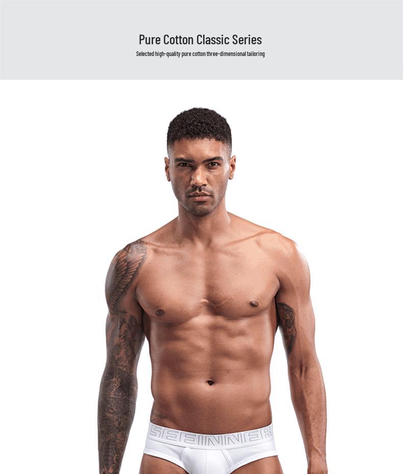 SEEINNER Men's Ribbed Cotton Wide Waist Triangle Sport Underwear