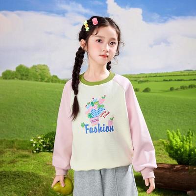 Xiaoyinman Girls' Raglan Sleeve Pullover Sweatshirt