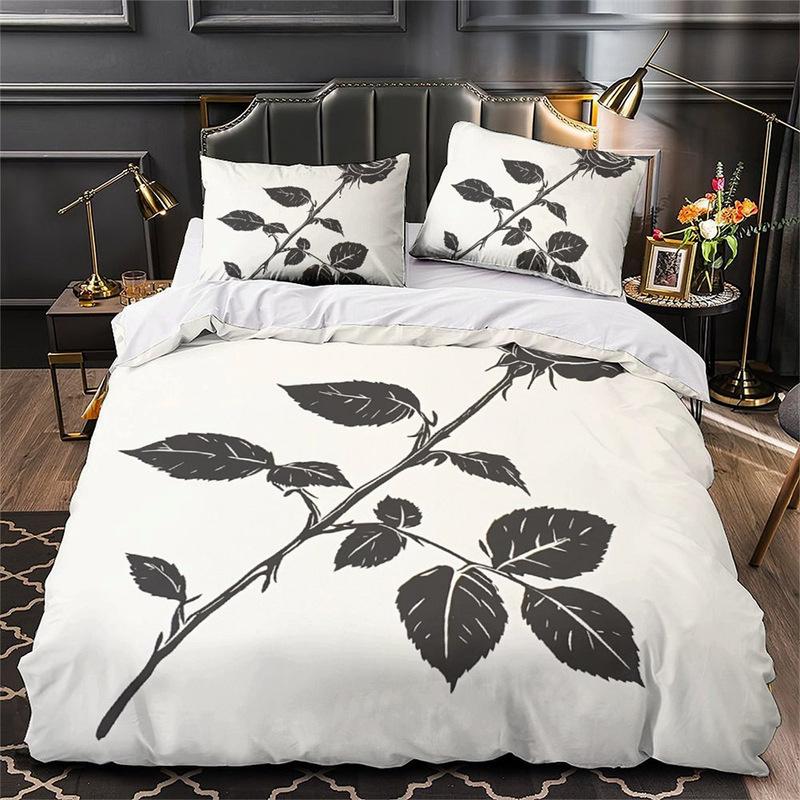 3D Digital Printing Bedding Two Or Three-Piece Valentine'S Day Flower Series Polyester Quilt Set