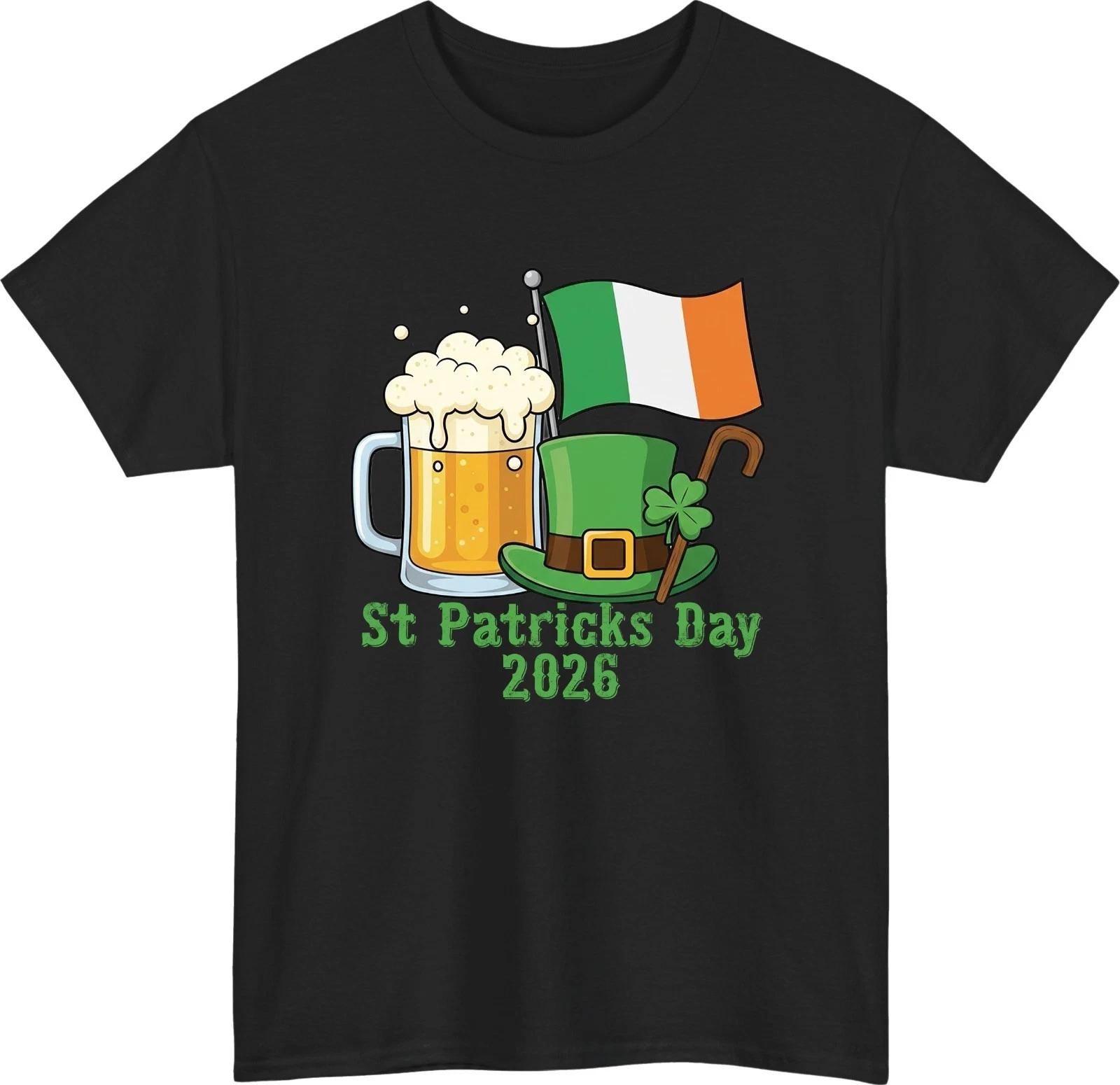 

St Patrick’s Day 2026 100% Cotton T-shirt Mens Tees Top Irish Beer Leprechaun Hat Shamrock Gift Tee Top 3XL