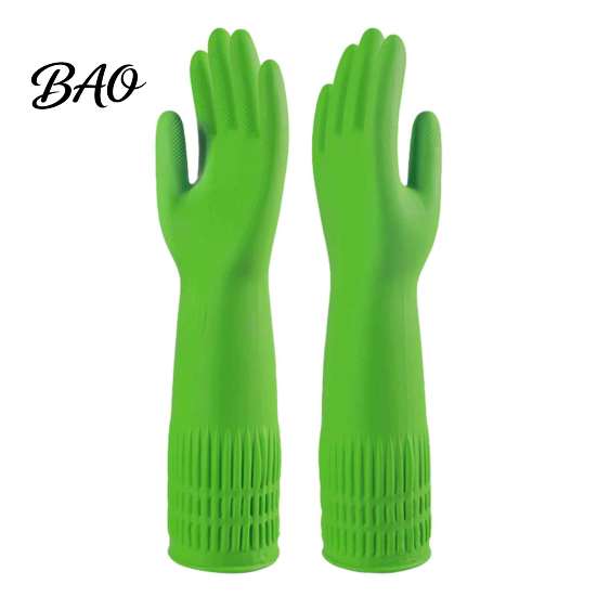Latex Cleaning Gloves with Fleece Lined Dishwashing Gloves, Waterproof Natural Household for Bathroom Non-Slip Grip Long Cuff Warm Kitchen Laundry