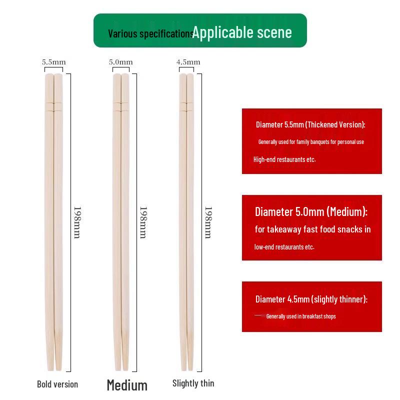 

Disposable Bamboo Chopsticks for Restaurants - 50 Pairs for New Users 5.5 thick (19.5cm) [50 pairs] restaurant use