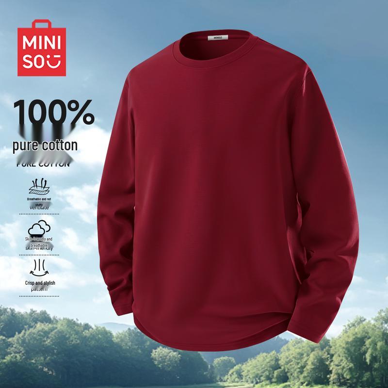 MINISO Men's Casual Long Sleeve Round Neck T-Shirt