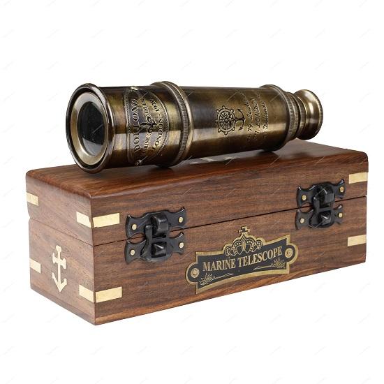 1920 Dollond London Brass Maritime Telescope 38.1 cm Nautical Spyglass Pirate Telescope Look  Solid Brass Mounted Scope with Wooden Box