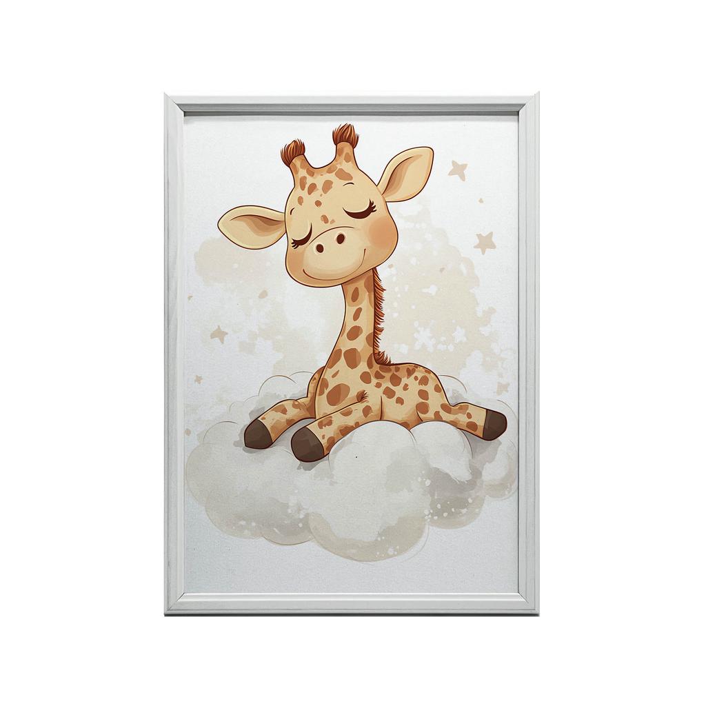 Żyrafa Na Chmurce - Plakat Dla Dzieci Żyrafa Na Chmurce - Plakat Dla Dzieci, 40X50 Cm, Bez Ramy, Papier Matowy 230 Gsm