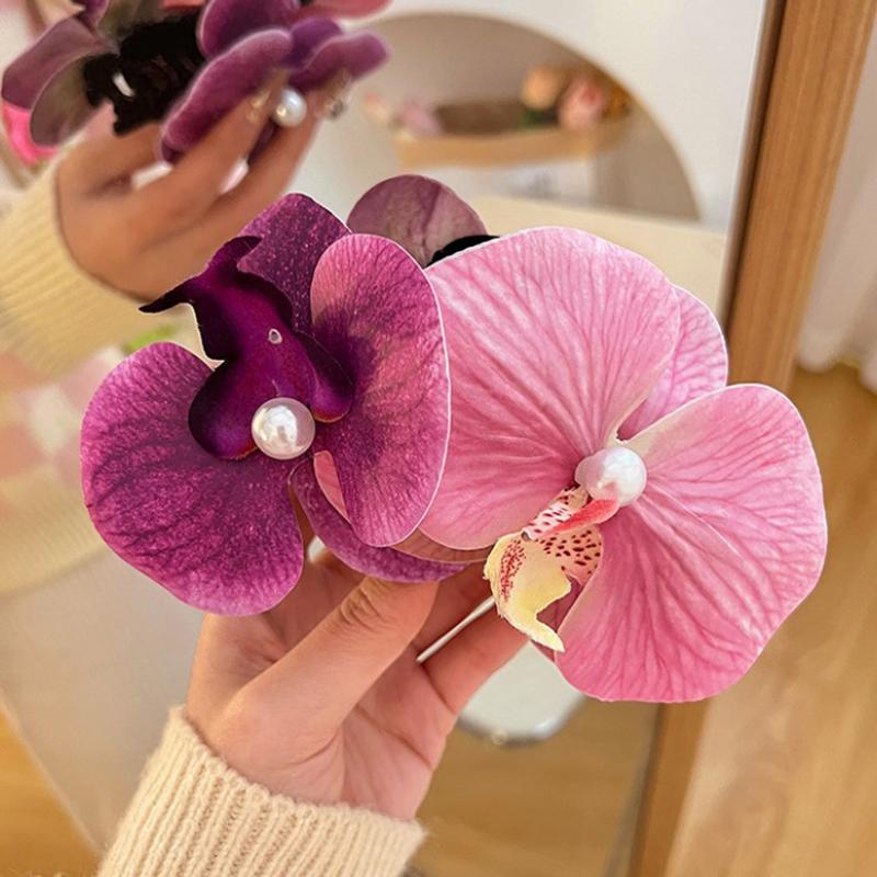 Fashion Elegant Orchid Duckbill Clip Seaside Vacation Bangs Clip Vintage Rustic Hair Accessories