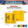PM Company 1000 Pairs (2000 pcs) Raffle Tickets, 50/50 Double Raffle Tickets (Blue/Red/Green/Yellow) 250 Pairs Per Color, for Events, Carnivals,