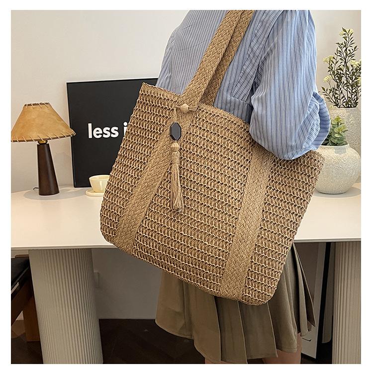 Large Capacity Tote Bag Hand Carry Straw Bag Shoulder Bag Women'S Summer Seaside Vacation Versatile Vegetable Basket