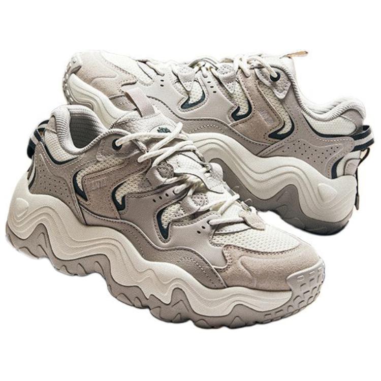 Anta Starburst Retro Fashion Slip Resistant Durable Low Top Casual Shoes Men Sneakers Gray White 912448802-2