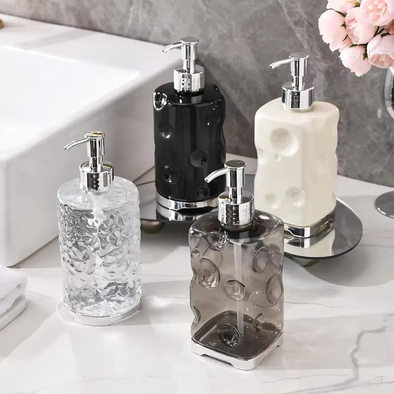 1PCS Stylish Bathroom Soap Dispenser Soap and Body Wash Dispenser Bottle Reusable Hand Pump Dispenser Clear Body Wash Bottle